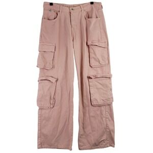 Ragged Jeans Cargo Wide Leg Pants Womens 30 Pink Streetwear Utility